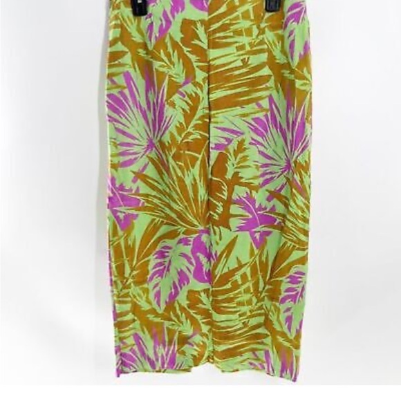 Zara NWT Tropical PRINTED LINEN BLEND MAXI Skirt Size S - Picture 3 of 5